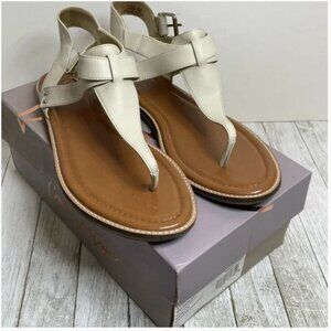 Crown Vintage 10M Paxley Vanilla Kazoar Leather T Strap Buckle Thong Sandals Box